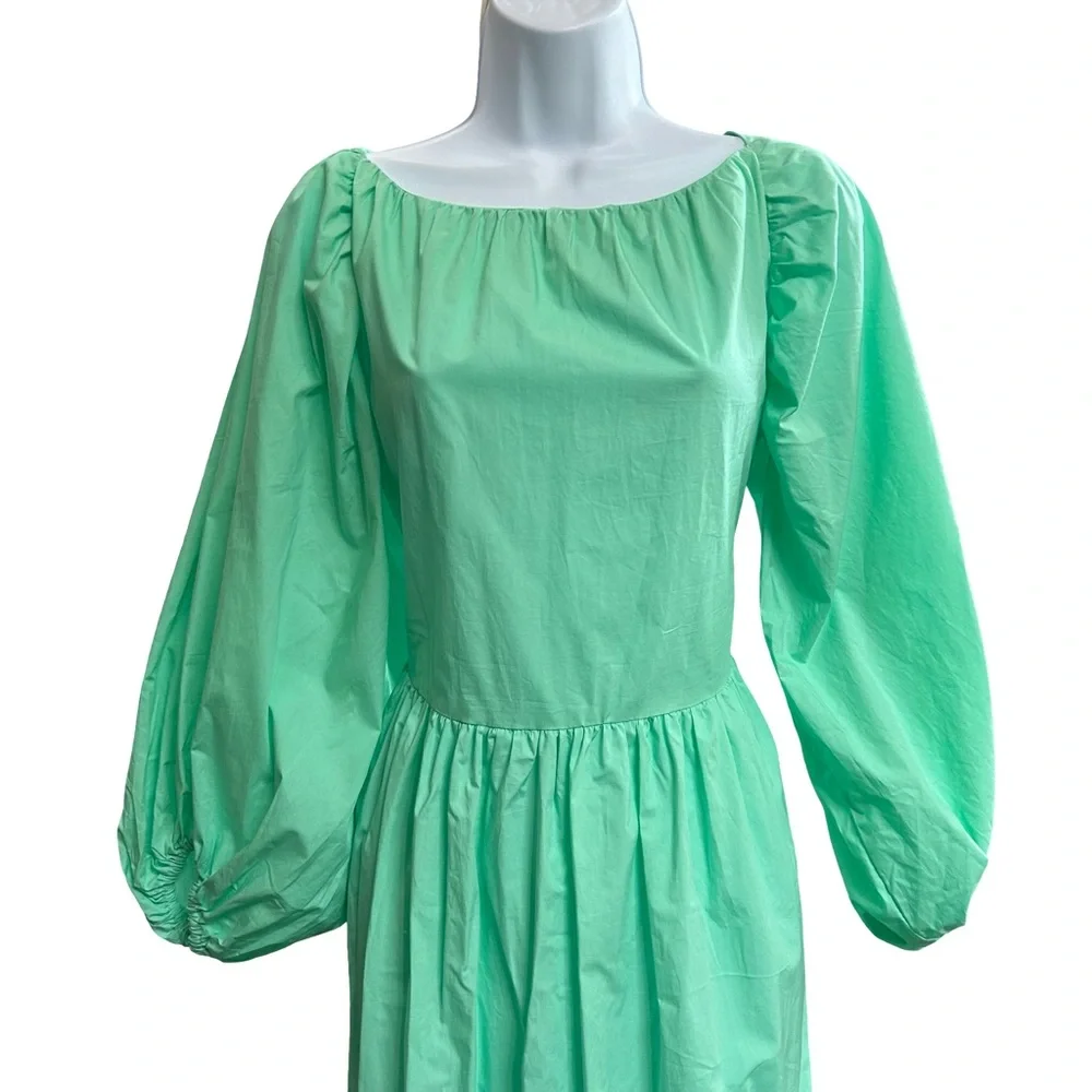Warehouse 100% Cotton Light Green Long Sleeve Dress - Picture 5 of 10